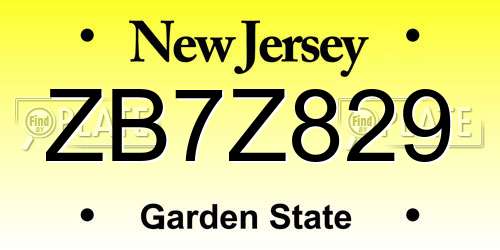 ZB7Z829 New Jersey License Plate