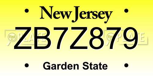 ZB7Z879 New Jersey License Plate