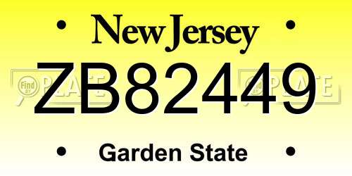 ZB82449 New Jersey License Plate