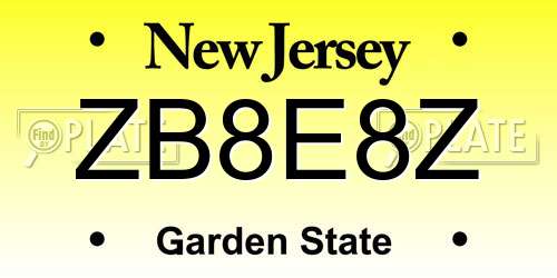 ZB8E8Z New Jersey License Plate