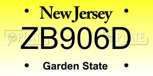 ZB906D New Jersey License Plate