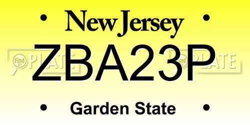 ZBA23P New Jersey License Plate