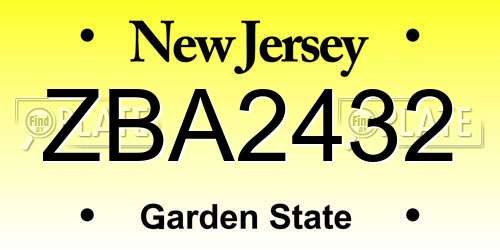 ZBA2432 New Jersey License Plate