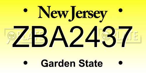 ZBA2437 New Jersey License Plate