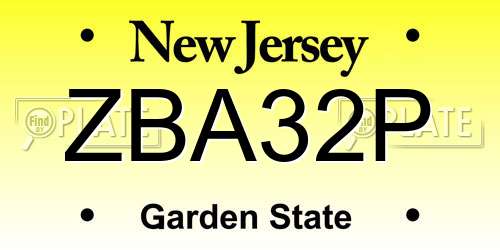 ZBA32P New Jersey License Plate