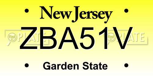ZBA51V New Jersey License Plate