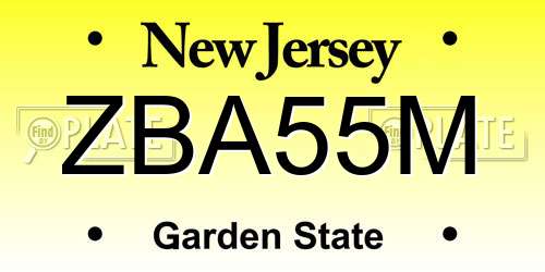 ZBA55M New Jersey License Plate