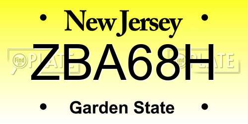 ZBA68H New Jersey License Plate