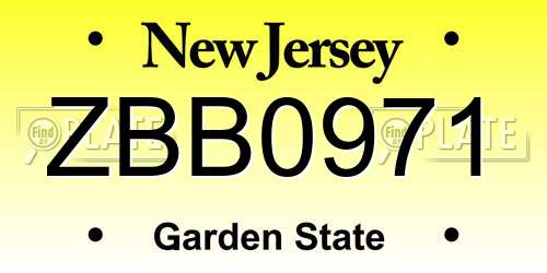 ZBB0971 New Jersey License Plate