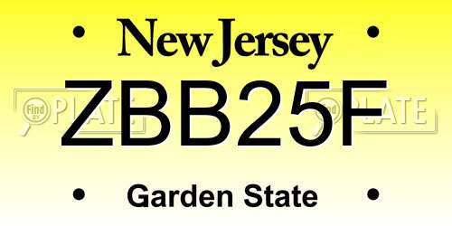 ZBB25F New Jersey License Plate