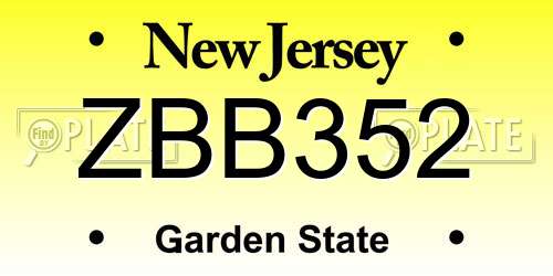 ZBB352 New Jersey License Plate