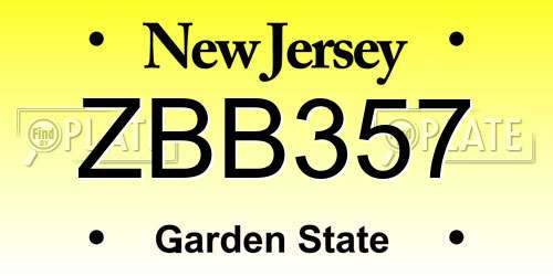 ZBB357 New Jersey License Plate