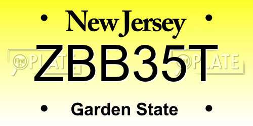 ZBB35T New Jersey License Plate