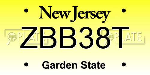 ZBB38T New Jersey License Plate