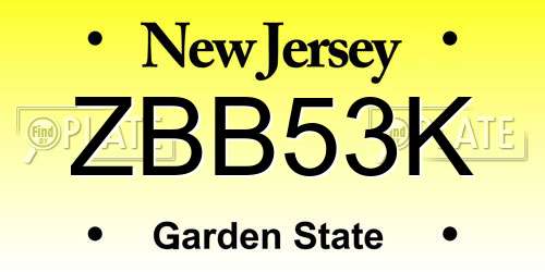 ZBB53K New Jersey License Plate