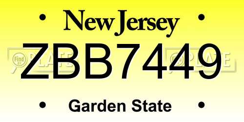 ZBB7449 New Jersey License Plate
