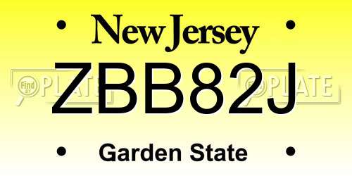ZBB82J New Jersey License Plate