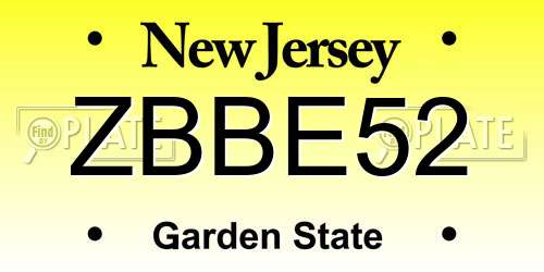 ZBBE52 New Jersey License Plate