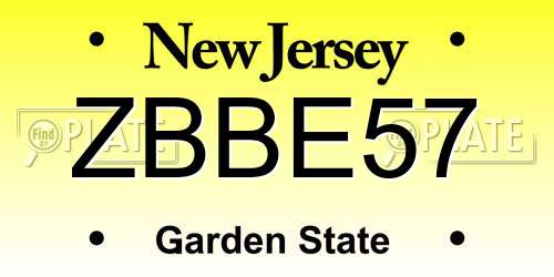 ZBBE57 New Jersey License Plate