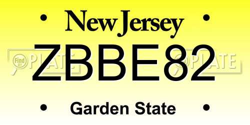 ZBBE82 New Jersey License Plate