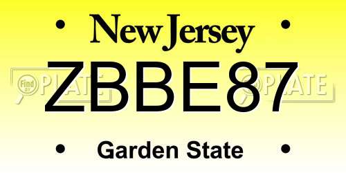 ZBBE87 New Jersey License Plate