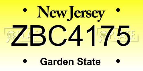 ZBC4175 New Jersey License Plate
