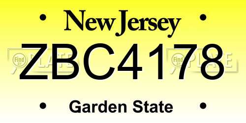 ZBC4178 New Jersey License Plate