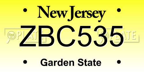 ZBC535 New Jersey License Plate