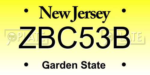 ZBC53B New Jersey License Plate