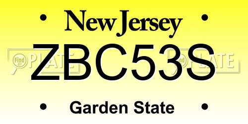 ZBC53S New Jersey License Plate