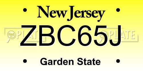 ZBC65J New Jersey License Plate