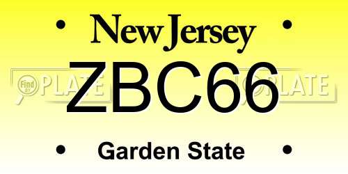 ZBC66 New Jersey License Plate