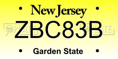 ZBC83B New Jersey License Plate