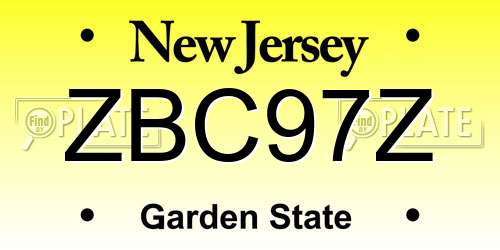 ZBC97Z New Jersey License Plate