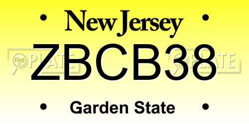ZBCB38 New Jersey License Plate