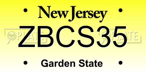 ZBCS35 New Jersey License Plate
