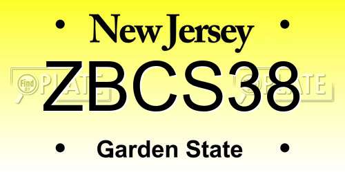 ZBCS38 New Jersey License Plate