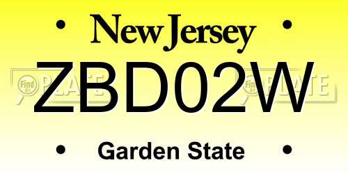 ZBD02W New Jersey License Plate