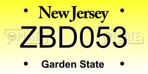 ZBD053 New Jersey License Plate