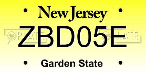 ZBD05E New Jersey License Plate