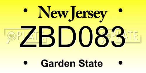 ZBD083 New Jersey License Plate