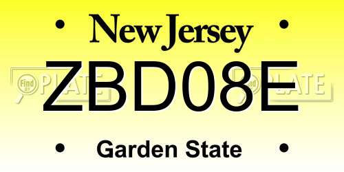 ZBD08E New Jersey License Plate