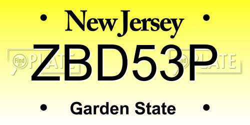 ZBD53P New Jersey License Plate