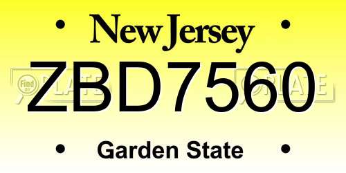 ZBD7560 New Jersey License Plate