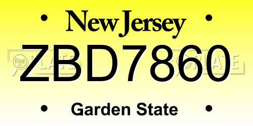 ZBD7860 New Jersey License Plate