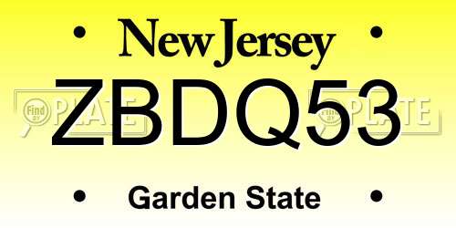 ZBDQ53 New Jersey License Plate