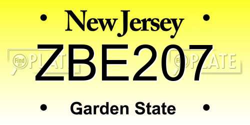 ZBE207 New Jersey License Plate