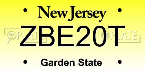 ZBE20T New Jersey License Plate
