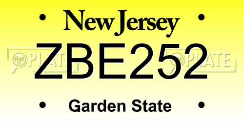 ZBE252 New Jersey License Plate