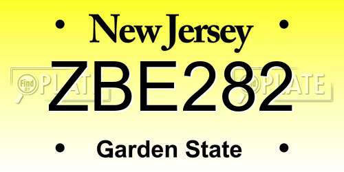 ZBE282 New Jersey License Plate